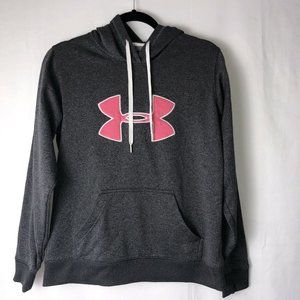 Under Armour UA Storm Fleece Hooded Logo Sweatshirt Women Medium Gray Pink Hoody